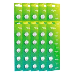 50 Baterias Pilha Moeda Cr2016 10 Cartelas 3v Relógio Elgin