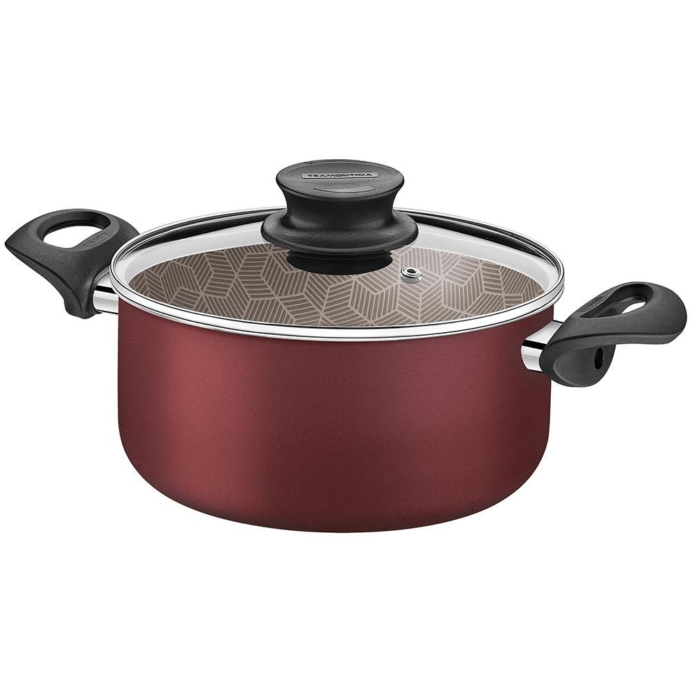 Caçarola Tramontina Paris 24cm, 2,9 Litros, Alumínio, Vermelho - 28524/724 em Oferta na Shopee