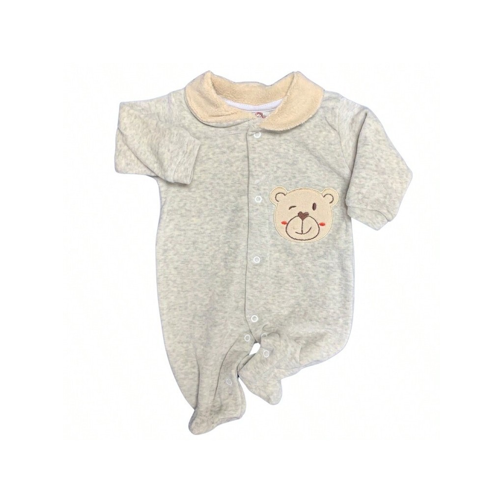 Macacão bebê-Bordado-Roupa de frio bebê-Macacão bebê menino-Roupa de bebê menino-Macacão plush bebê