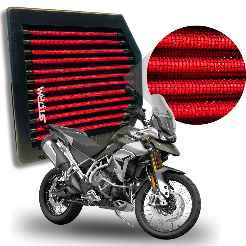 Filtro De Ar Esportivo Moto Triumph Tiger 900 Gt Pro Ano 2020 2021 2022 lavavel Reutilizável