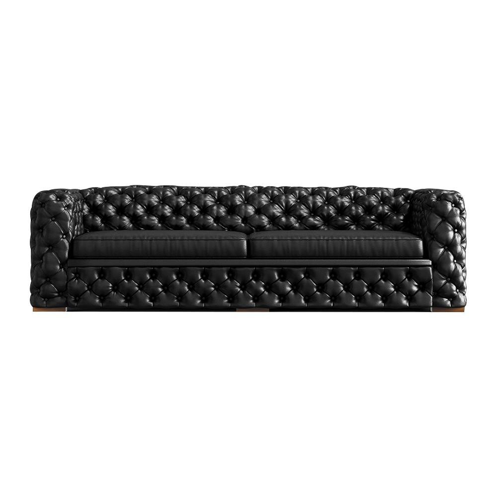 Sofá 3 Lugares Gênova 240cm Couro Preto G58 - Gran Belo