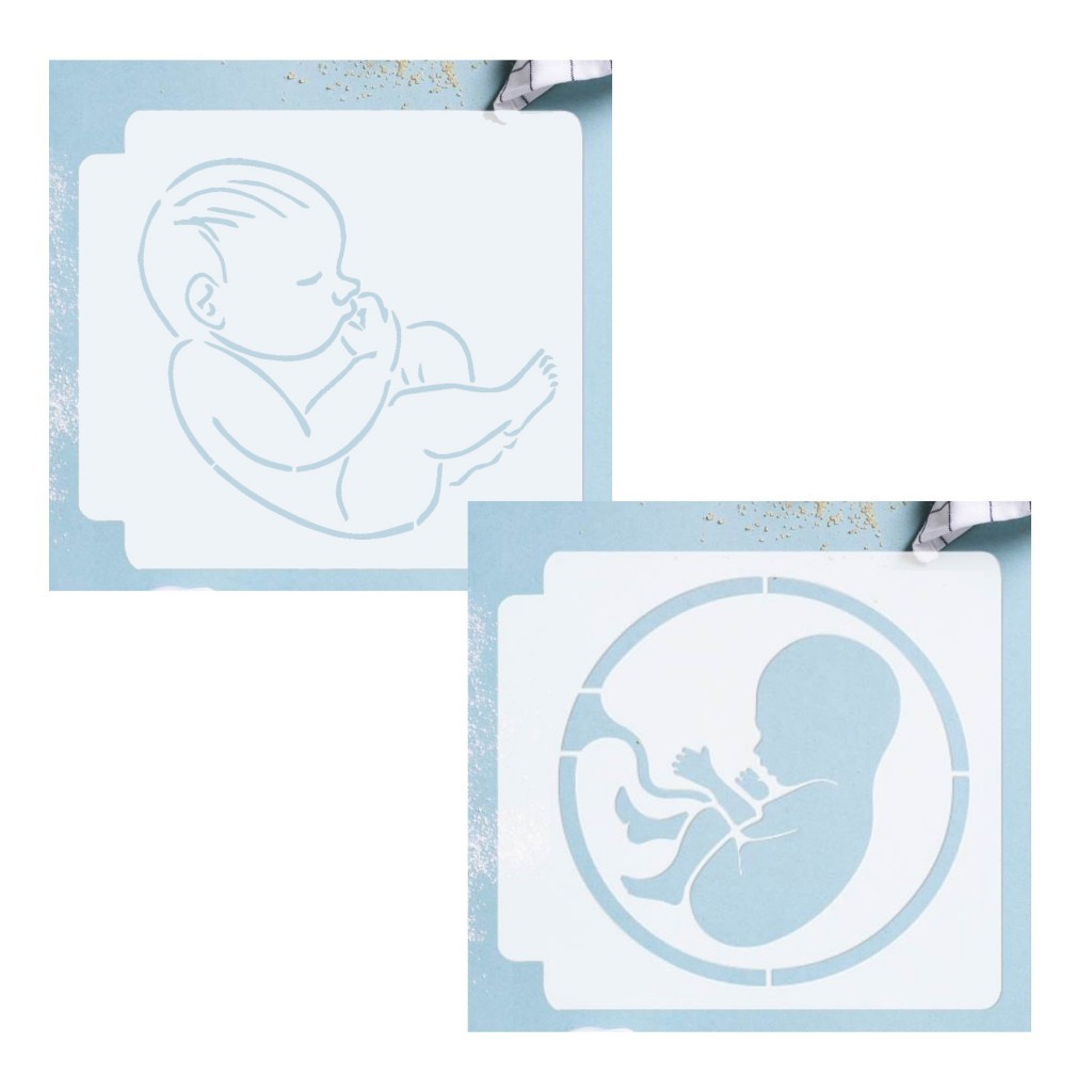 Kit 2 Stencil Pintura Gestacional Bebê Grávida 29x27cm em Oferta na Shopee