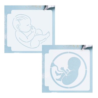 Kit 2 Stencil Pintura Gestacional Bebê Grávida 29x27cm em Oferta na Shopee