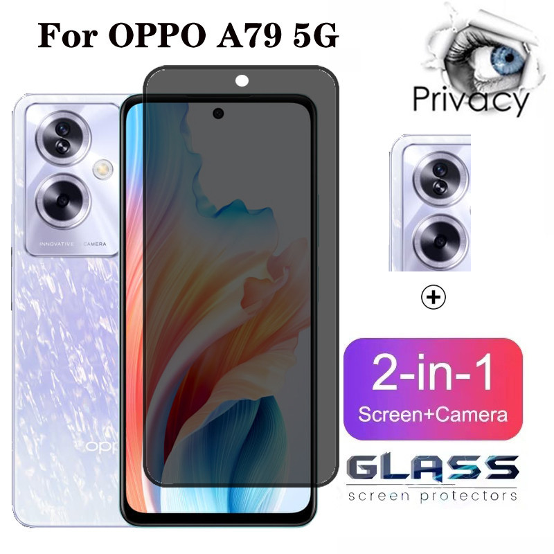 2 Em 1 Película Privacidade OPPO A79 5G Pelicula De Vidro Anti-Espionagem Temperado Para Proteção 9D E Câmera De Lente em Oferta na Shopee