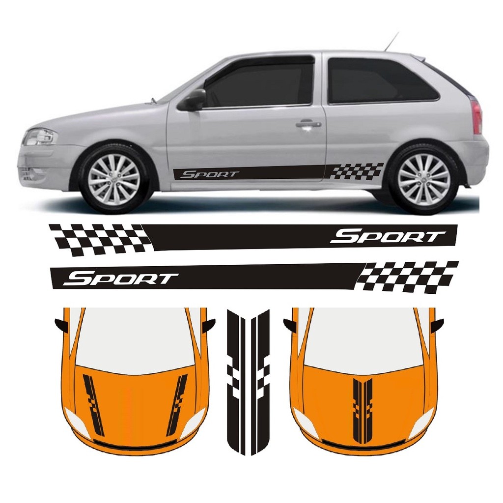 Adesivo Lateral Para VW Gol Bolinha G2 G3 G4 2p Sport E Capô C5 Faixa Colante Fita Adesiva Tuning Acessórios Automotivo