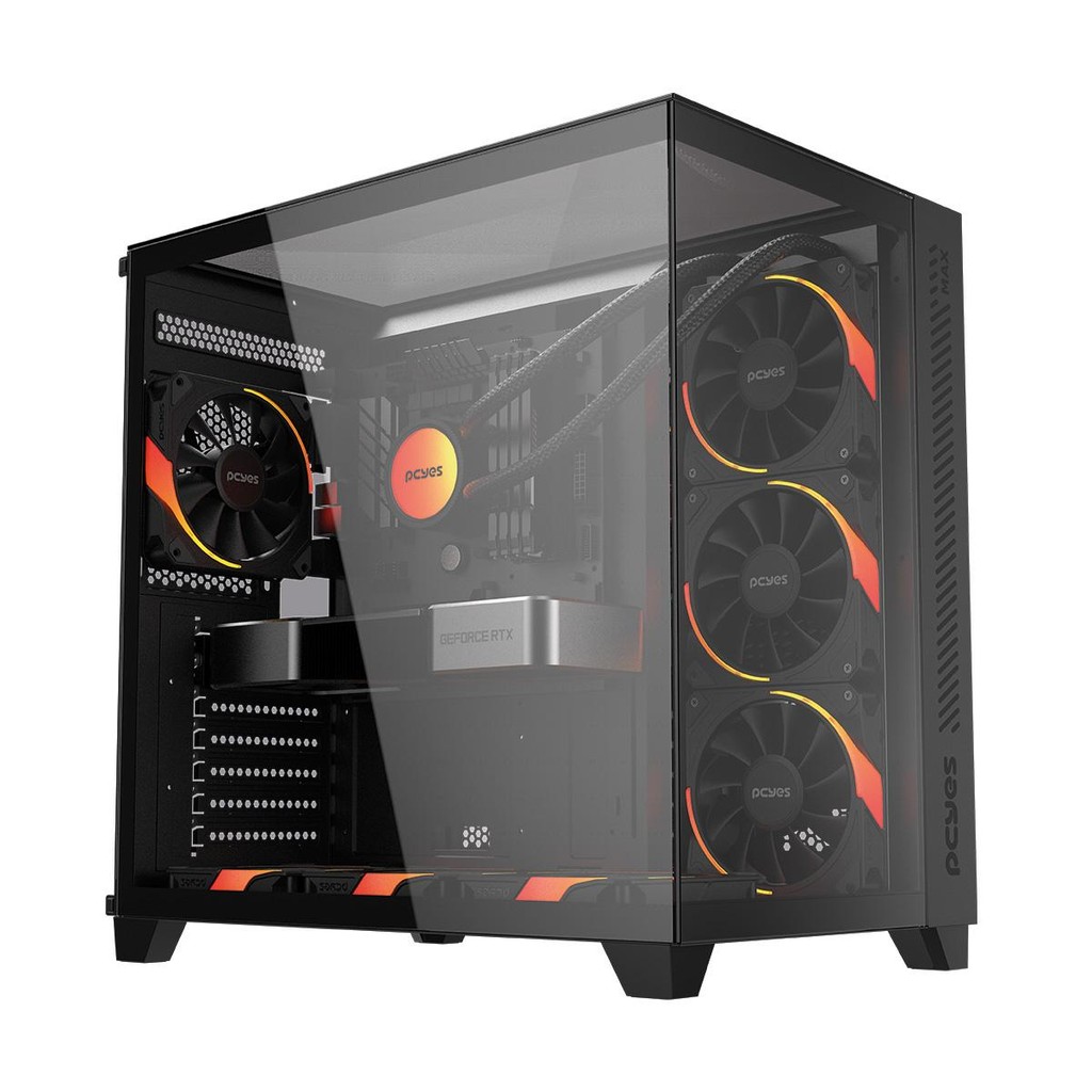 Gabinete Aquário Preto Gamer com Vidro Forcefield Max Black Vulcan - Gffmaxbv