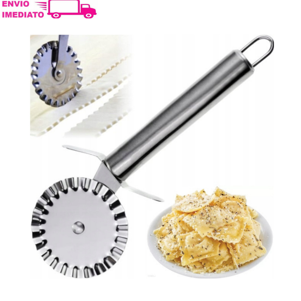 Cortador de Massa Carretilha em Inox para Pizza para Pastel com Cortador Circular para Tortas 20,5cm