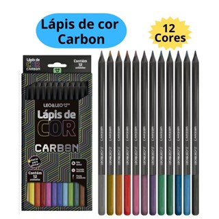 Lápis de Cor Carbon 12 Cores Escolar Macio - Leo&Leo em Oferta na Shopee