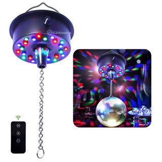 Motor Giratório para Globo Espelhado com 24 LEDs, Controle Remoto e Alimentação USB WS1105