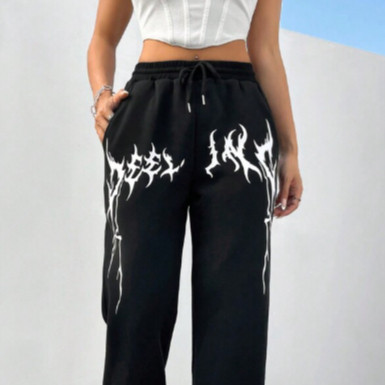 Calça Moletom Manfinity Algodão Grafica Estampada Streetwear Confortavel Tendencia