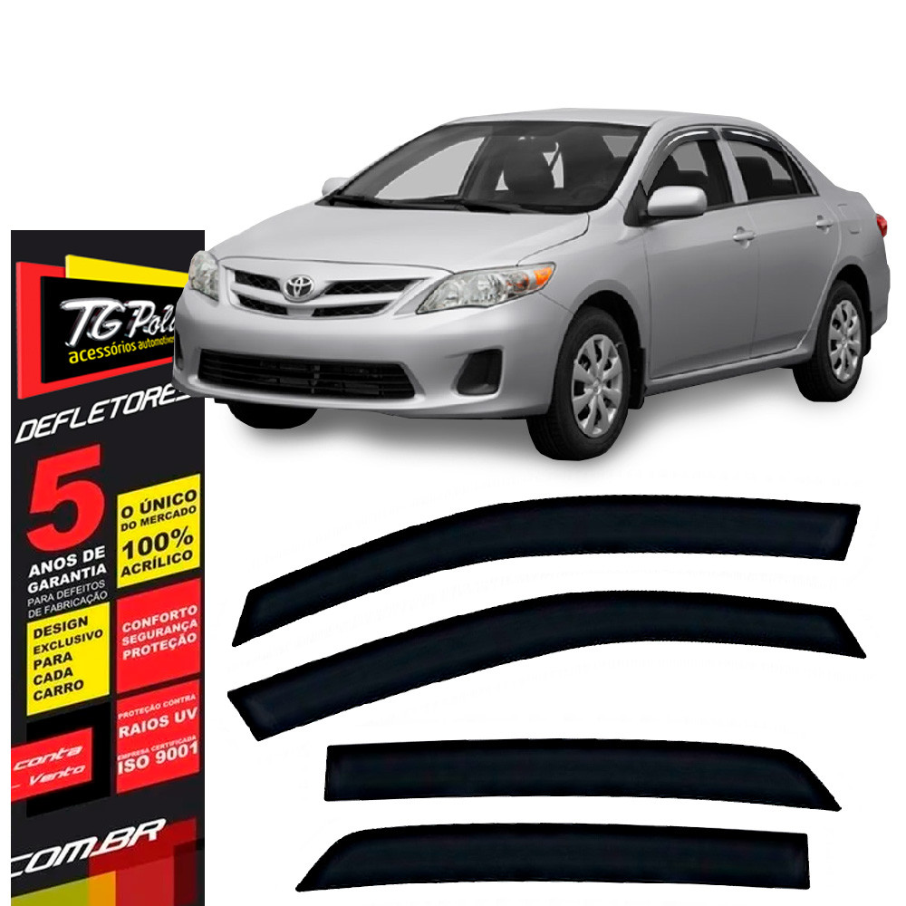 Calha de Chuva Toyota Corolla Sedan 2003 a 2007 TG Poli Defletor 4 portas Protetor Janelas Fumê em Oferta na Shopee