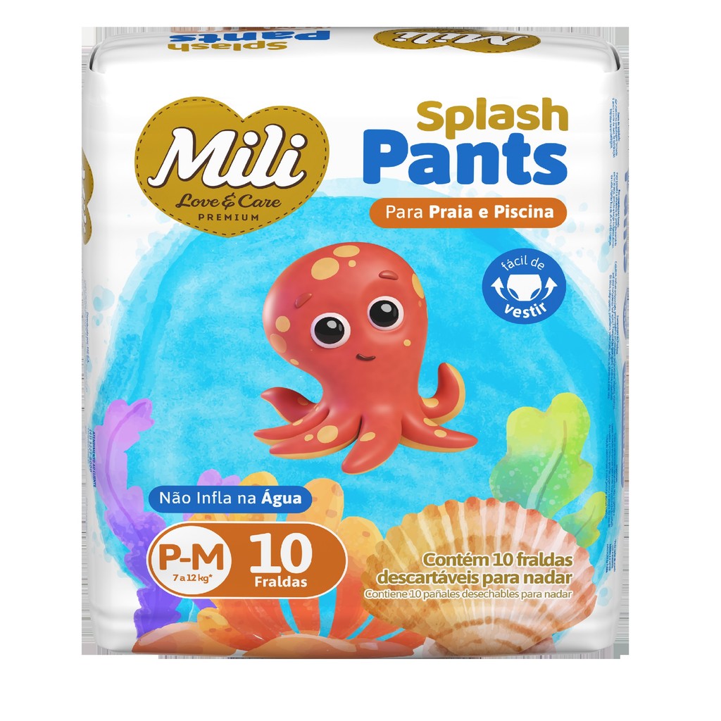 Fralda Splash Pants P Praia E Piscina P-M 10 Un - Mili