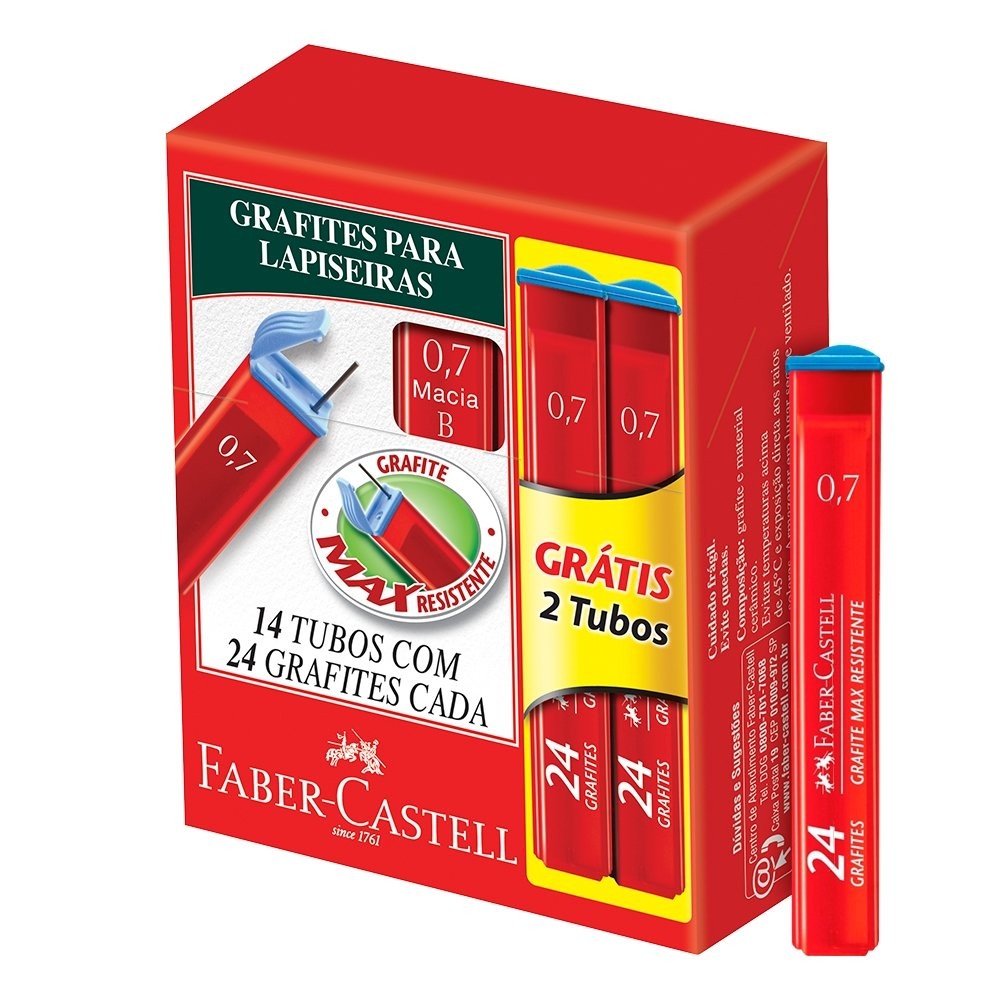Grafite Faber Castell 0,7mm Tubo com 24 Grafites - Embalagem com 14 Unidades em Oferta na Shopee