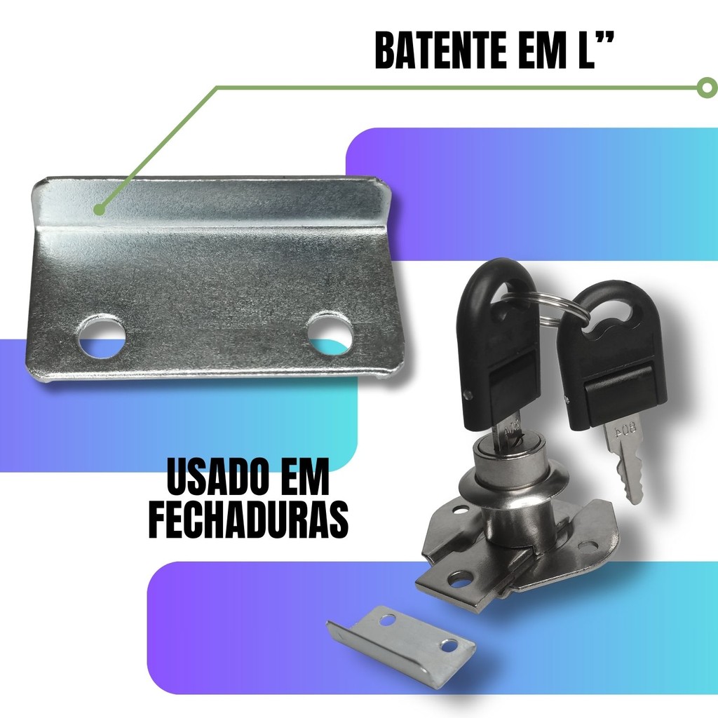 Kit 30 Batentes de Fechadura De Gaveta Armário 33x15x6mm Metal Móveis Madeira