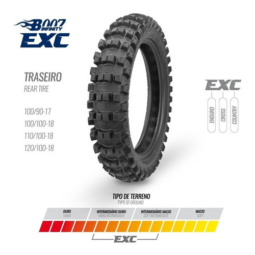 Pneu Moto Borilli 100/100-18 59r B007 Infinity Exc Tt (t)