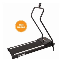 Esteira Mecânica Polimet EMP 880 Residencial Profissional Com Painel 5 Funções Fitness Cor Preto