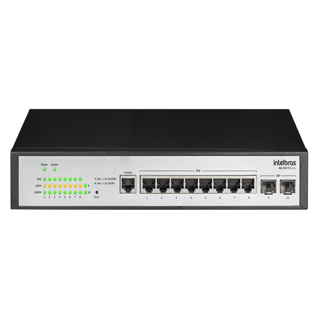 SWITCH INTELBRAS GERENCIAVEL  SG 1002 POE L2 + 8 PORTAS SFP