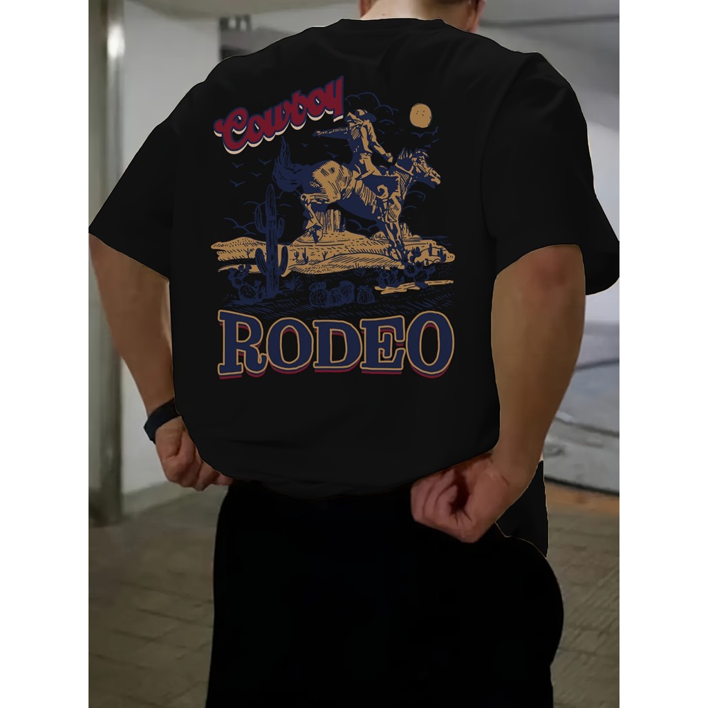 Camiseta Casual Masculina de Verão Estampa Camiseta Esportiva Gótica Ocidental Lavada Retro