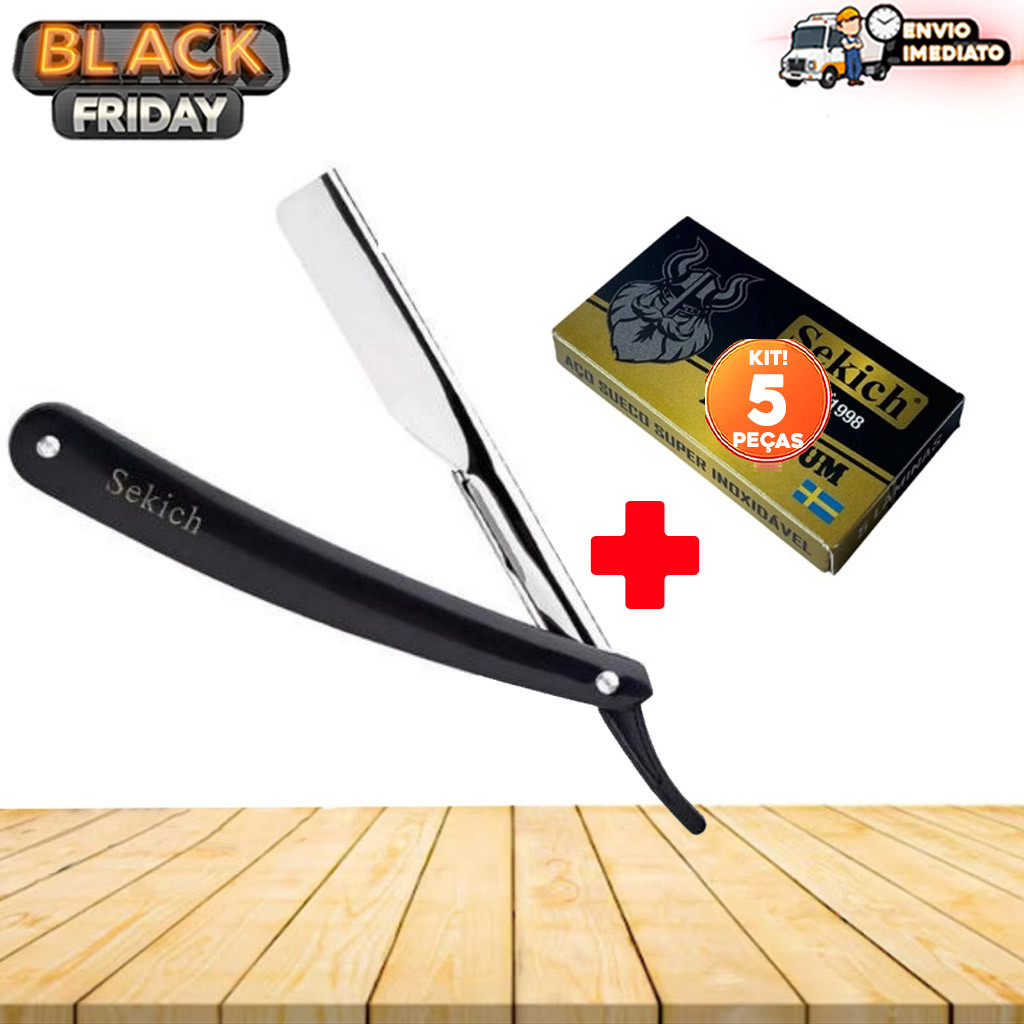 Kit Navalhete Navalha Uso Profissional Para Barbeiro + 5 ou 30 lâminas De Aço Inox Para Acabamento Barba em Oferta na Shopee