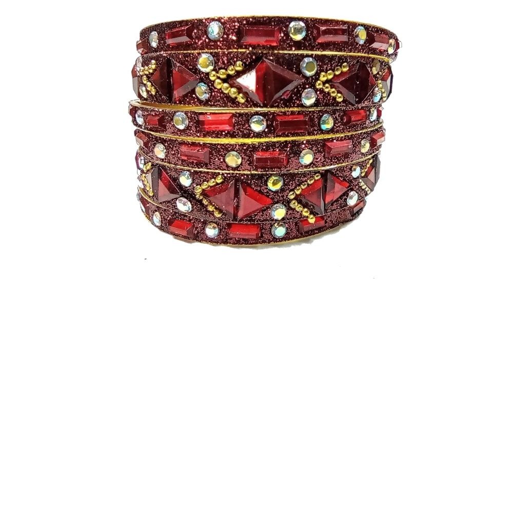 Conjunto De Pulseiras Indianas Vermelha  7 Cm