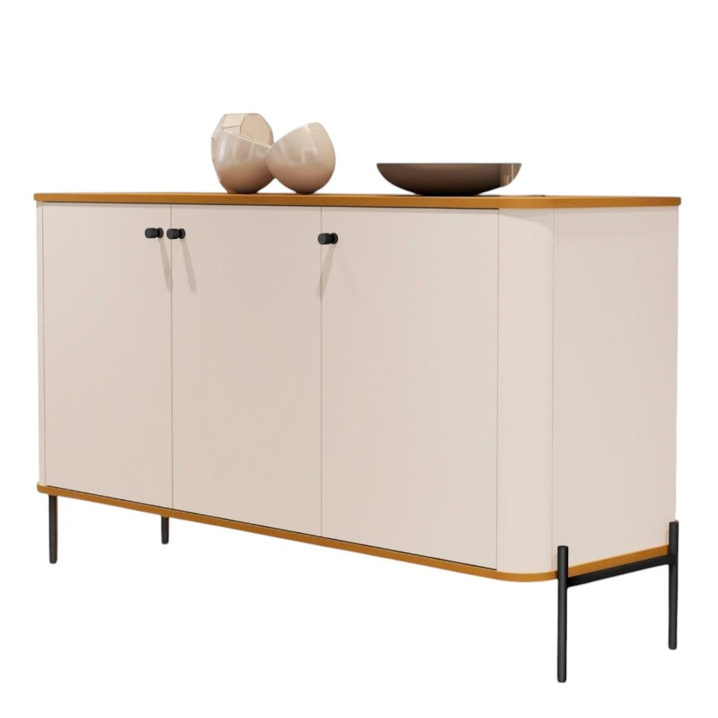 Buffet Aparador Para Sala de Estar 3 Portas Pés em Aço em Oferta na Shopee