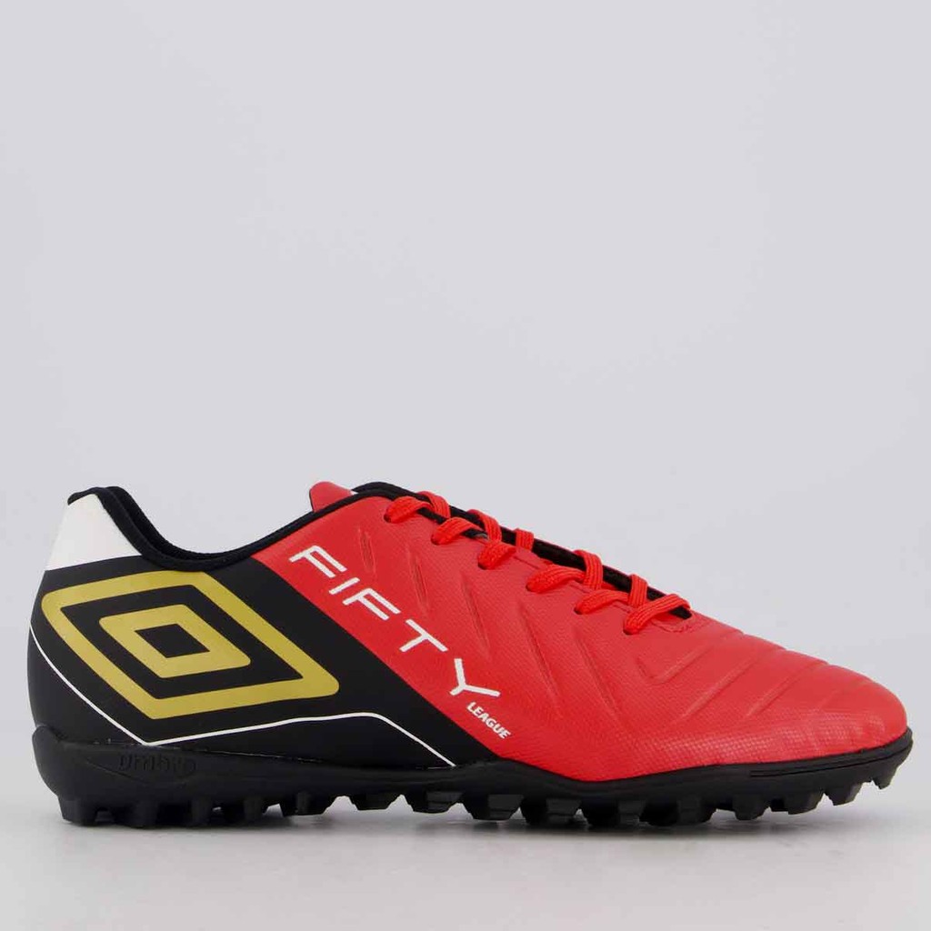 Chuteira Umbro Fifty VI League Society Vermelha e Preta em Oferta na Shopee