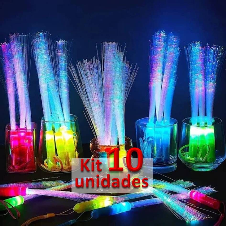 10 Unidades Bastão Fibra Ótica de Led Multicores