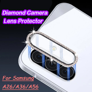 Protetor De Lente De Câmera Diamante Para Samsung A26 A36 A56 5G Luxo Gitter Anel Metal Vidro Caso Capa em Oferta na Shopee