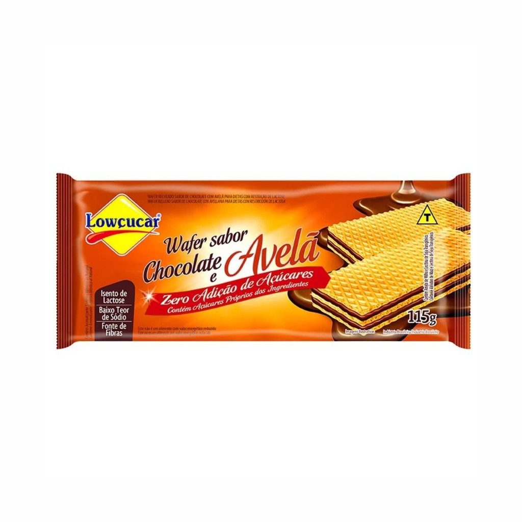 Wafer Sabor Chocolate e Avelã Zero Açúcar 115g - Lowçucar em Oferta na Shopee