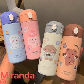 Garrafa /copo térmica Com Canudo 380/ML aço inox infantil com desenhos animados--1425 em Oferta na Shopee