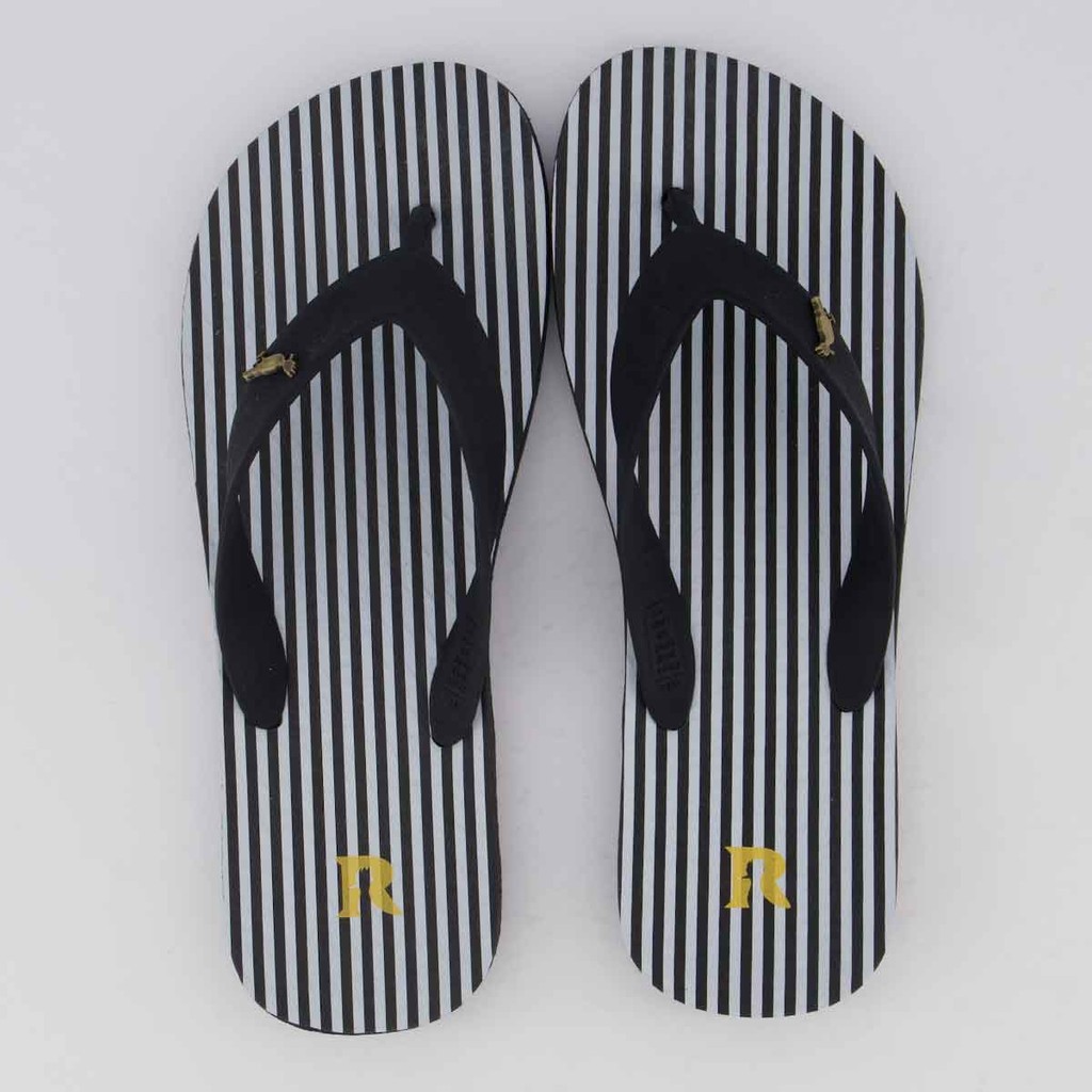 Chinelo Reserva Trancoso Listrado II Preto e Branco