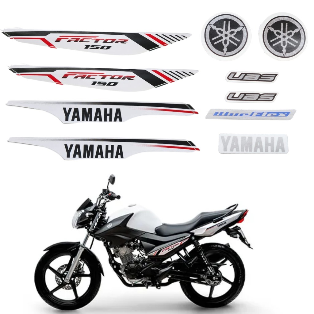 Kit Gráfico Adesivo Completo Ybr Factor 150 Ed 2022 2023 Branco