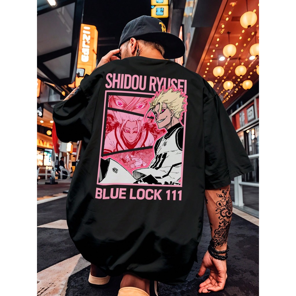 Camiseta Básica Streetwear Blue Lock Shidou Ryusei Atacante Jogo Futebol Anime Camisa 100% Algodão Geek.