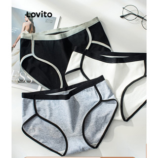 Lovito Calcinha Casual Lisa Colorblock Para Mulheres LNL46175