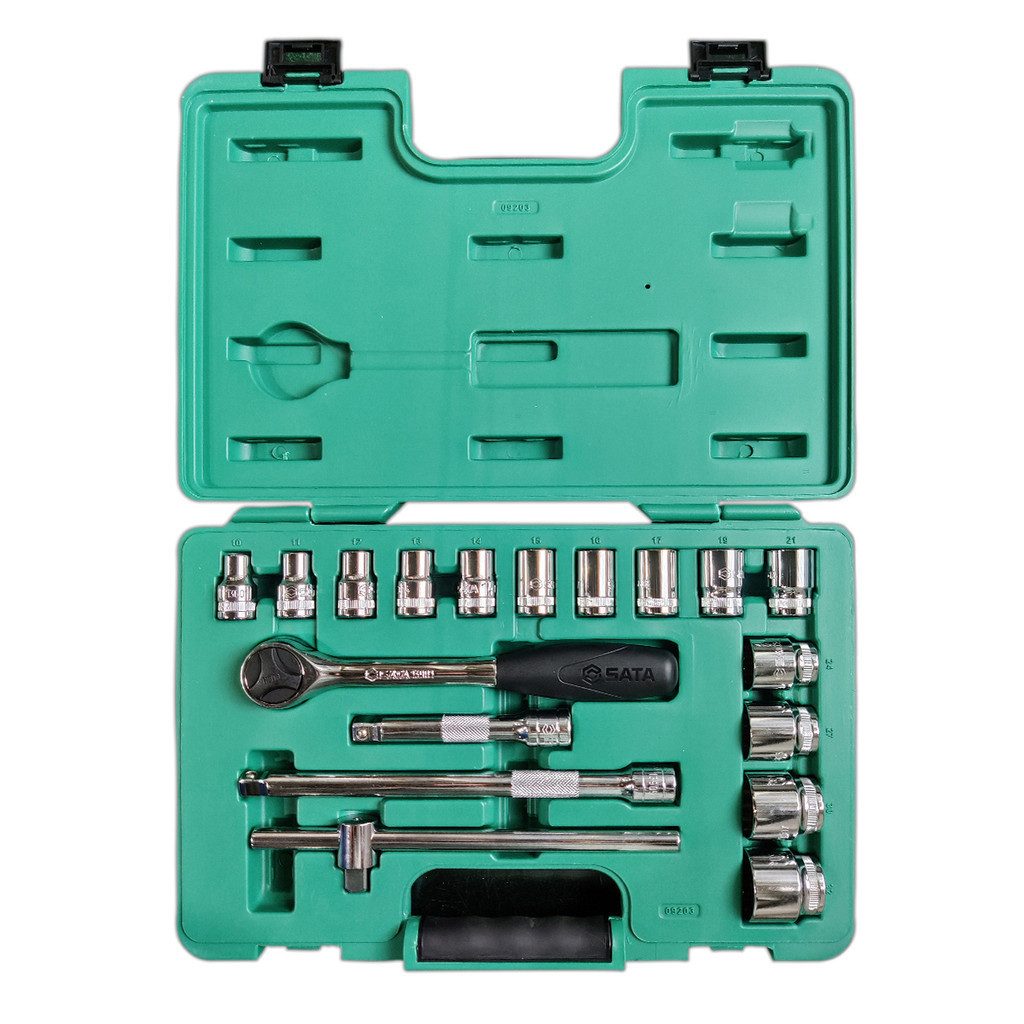 Jogo de Soquetes Estriados 10 a 32mm Sata com 18 Peças ST09203SJ em Oferta na Shopee