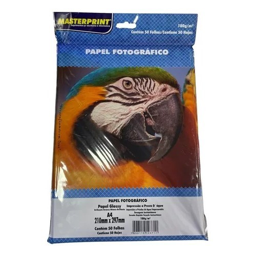 Papel Fotográfico Glossy 180g/m² A4 50 Folhas Pova D´água