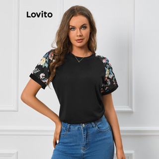 Lovito Casual Camiseta Feminina com Estampa Floral LBL09222