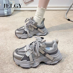 IELGY Moda Popular Verão Nova Malha Pai Sapatos Femininos Tênis Casuais