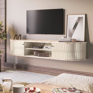 Rack Suspenso Para TV até 75 Polegadas Algarve Calacata/Offwhite em Oferta na Shopee