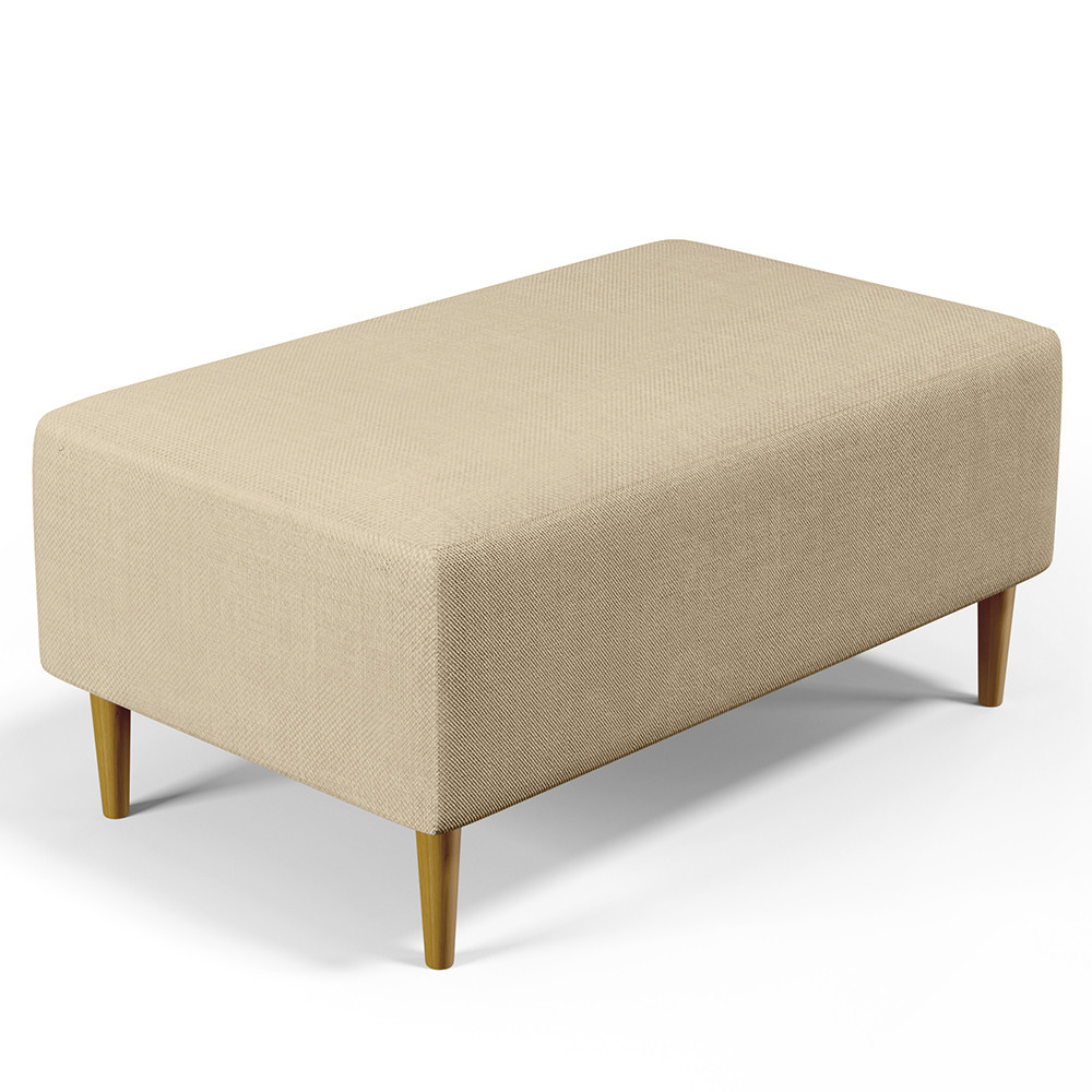 Puff Decorativo Sala de Estar Cléo W01 Pés Palito 90 cm Linho Bege Escuro - Lyam Decor - Home & Living