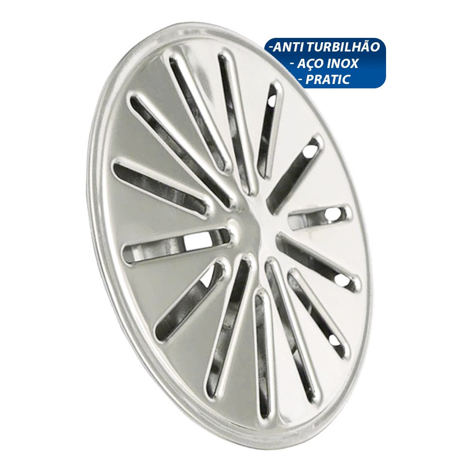 Ralo De Fundo Aço Inox De Piscina Anti Turbilhão Dreno 50mm