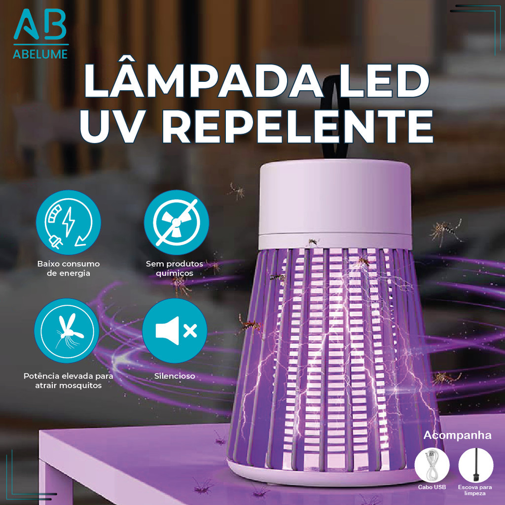 Armadilha Mata Mosquito Repelente LED UV Eletrônico Pernilongo Insetos 110V/220V USB Sem Radiação