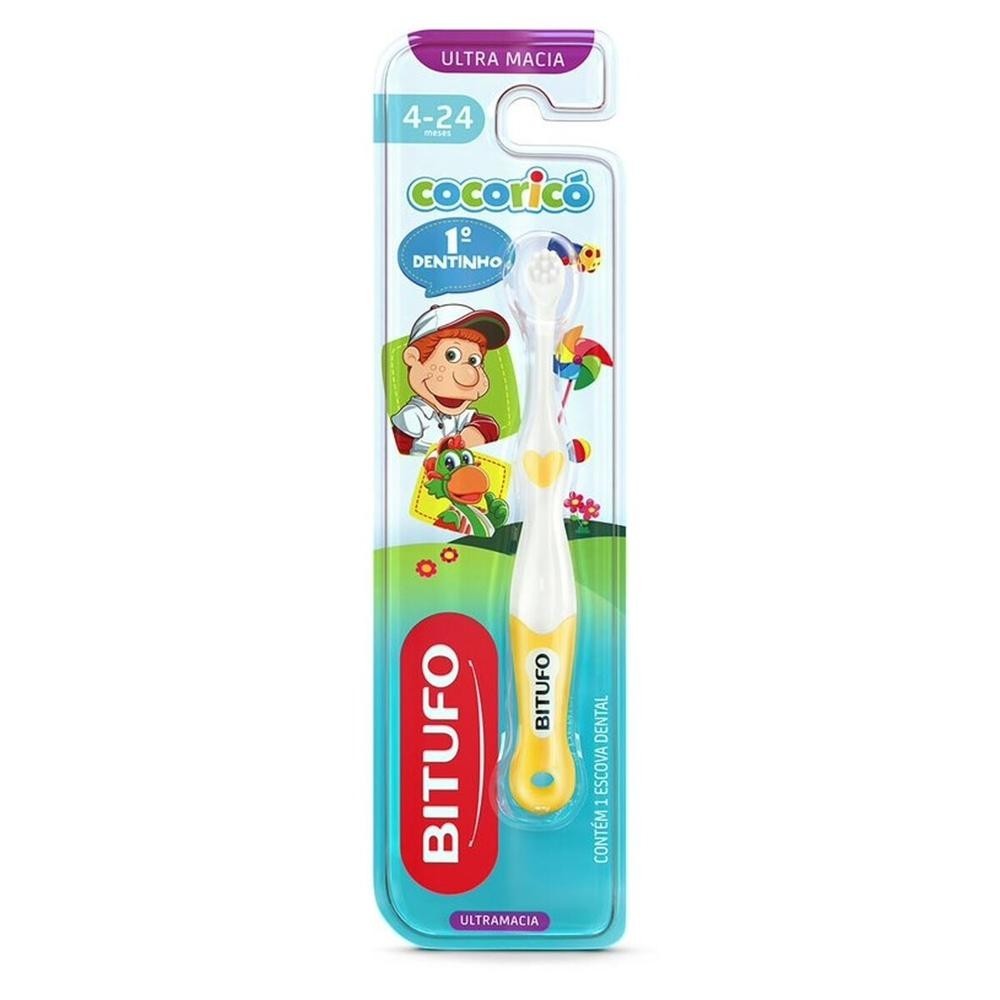 Escova Dental Bitufo Cocorico Dentinho Ultramacia 4 - 24 Meses Cores Sortidas