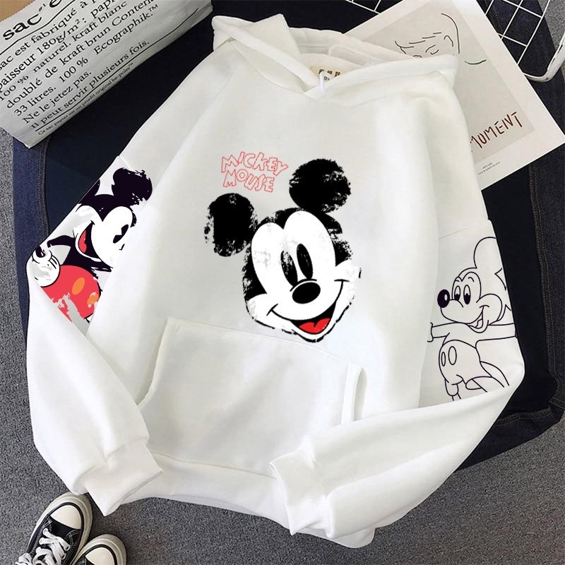 Moletom Canguru Blusa de Frio Feminino Mickey Mouse Folgado Para O Inverno em Oferta na Shopee