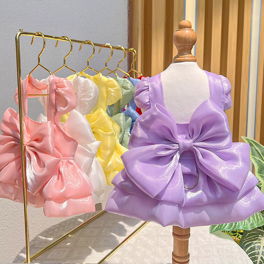 Vestido De Cão Para Shih Tzu Saia De Princesa Sem Mangas Com Gato Laço Noiva Teddy Pet Véu De Verão Fato Casamento