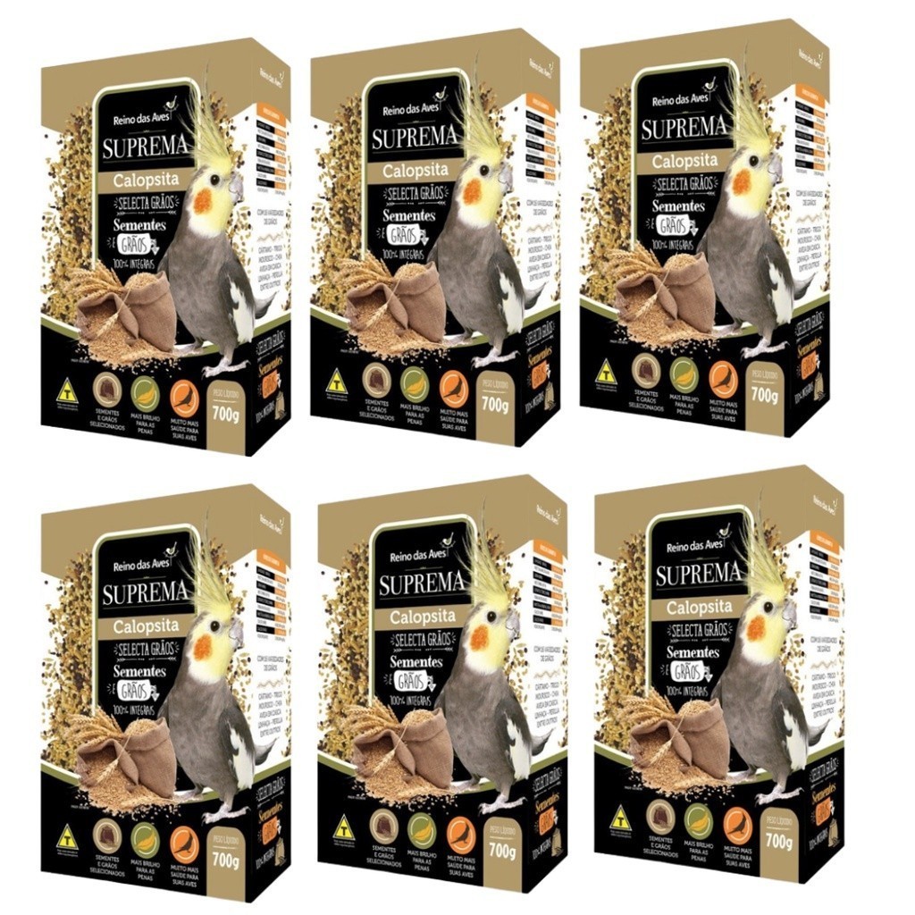 KIT SUPREMA CALOPSITA SELECTA GRÃOS 700g 6un - Reino das Aves