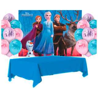 Kit festa Frozen Decoração Toalha Azul + 25 balões + Painel em Oferta na Shopee