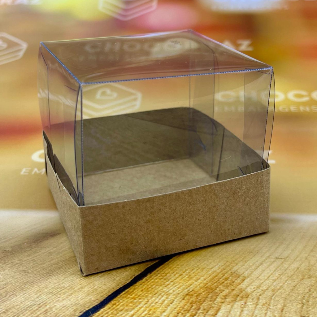 10~50 CAIXA 6,5X6,5 X 6 KRAFT COM TAMPA  EM ACETATO 4827  (IDEIA) ESSENCIAL