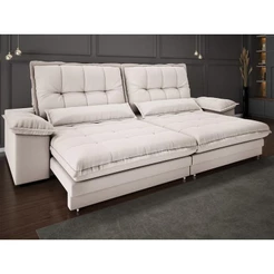 Sofa Bergamo 2,90m Assento Retratil e Reclinavel Velosuede Areia - NETSOFAS
