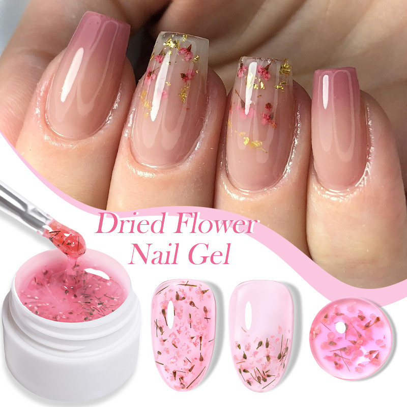 LILY'CUTE Gel De Unhas LILY'CUTE Flor Seca Polimento Pink Purple Blue Summer Nail Art Pintura UV Vernizes De LED